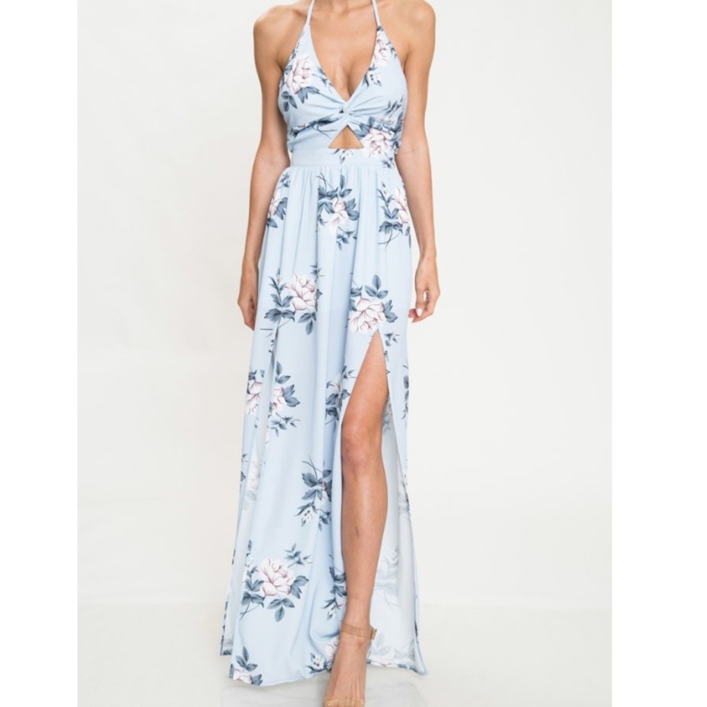 L’atiste Floral Maxi Dress with Double Slit